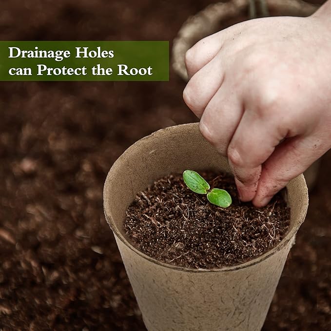 300 Pieces Peat Pots Seed Starters 3.15 Inch Peat Pots Round Biodegradable Seed Starting Pots with 300 Plant Labels, Planter Nursery Pots with Drainage Holes for Vegetable Seed
