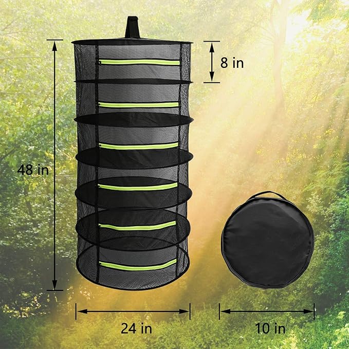 2 PCS Herb Drying Rack 6 Layers Mesh Hanging with Zipper Opening, Herb Dry Net for Drying Herb Plant Bud Flower Food Meat Fruits & Tea with Hooks and Garden Scissor