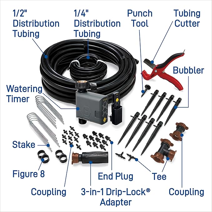 Orbit 69600 Shrub and Flower Bed Drip Irrigation Kit with B-hyve (Gen 2) Smart Hose Watering Timer