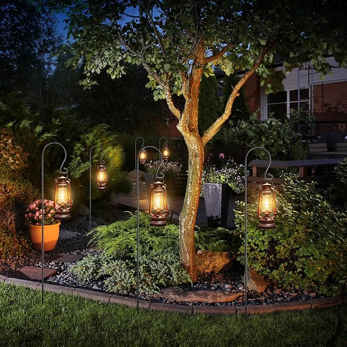 12 Pack Shepherd Hooks for Outdoor 48 Inch 1/3 Inch Thick Shepherd Metal Curled Garden Hook for Lanterns Hanging Plant Baskets Solar Lights Bird Feeders Wedding Decor, Black