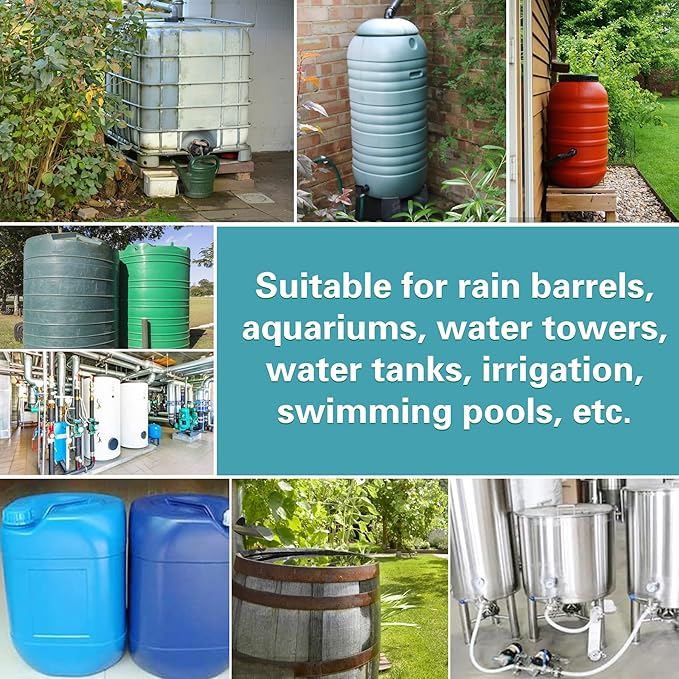 Plastic Rain Barrel Spigot, High Flow Valve Core, 3/4 NPS Inlet x 3/4 GHT Outlet Bulkhead Valve for Outdoor Plastic Bucket Rain water Drum Container Down Spout Collector in