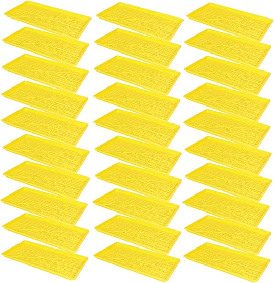 SUNPACK 10" x 20" Heavy Duty Mesh Plastic Seed Starting Tray, Yellow, 1" (Pack of 30) - Ensures Water Drainage and Aeration, Perfect for Greenhouses or Indoor Gardening
