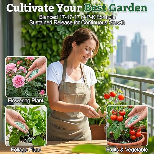 11.28OZ Slow Release Fertilizer - 17-17-17 Organic Plant Food All Purpose Plant Fertilizer for Most Potted,Fruit & Vegetable,Bulbs,Flowering,Leafy Plants Indoor & Outdoor Garden Fertilizers