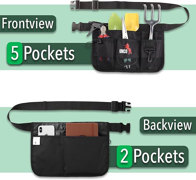 UNCO- Gardening Belt, Garden Tool Belts for Men, Waist Apron with Pockets, Construction, Carpenter Belt, for Men, Utility Belt Men