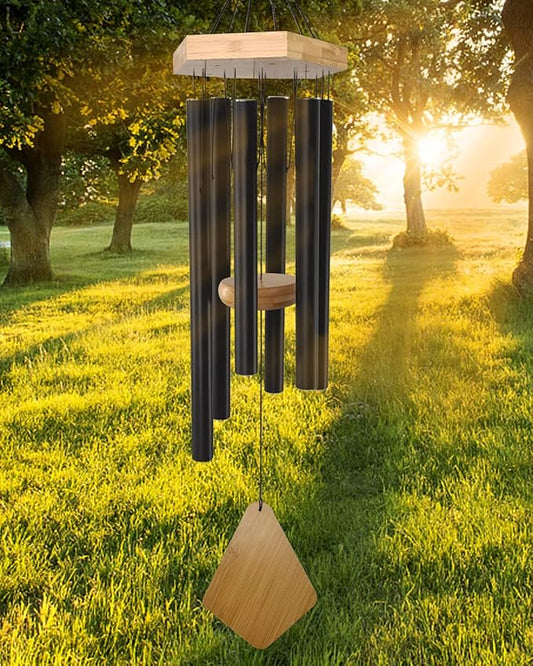 Wind Chimes 30 Inches Deep Tone Memorial Wind Chimes with Hook for Mother's Day/Housewarming/Christmas, Patio, Garden, Yard, Home Decor, Black