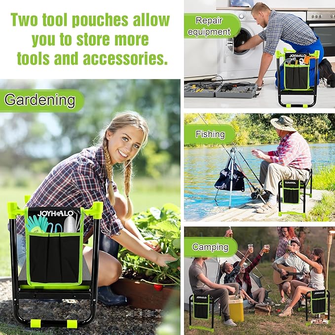 joyhalo 10.9 inch Wider Foldable Garden Kneeler and Seat Heavy Duty, Gardening Stool with Extra-Thick Kneeling Pad, Garden Bench for Kneeling and Sitting, Gardening Gifts for Women
