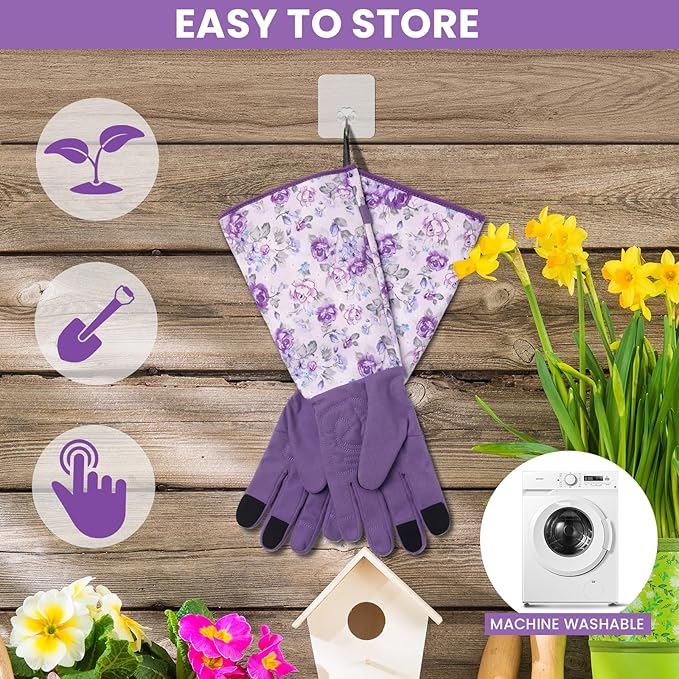 Trifabricy Gardening Gloves for Women - Long Garden Gloves with Grip Breathable, Thorn-Proof Puncture-Resistant Work Gloves