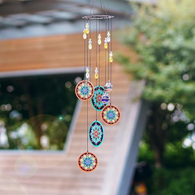 YUFENG Wind Chimes Outdoor Decor, Metal Memorial Windchimes Hanging Decoration for Garden Home Yard and Christmas Tree, 23.5'' Metal Flower Ornament Christmas Decor