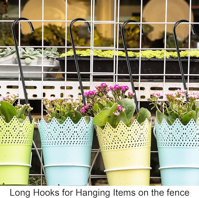 Dreecy 10 Pack Extra Large S Hooks, 12 Inch Heavy Duty Long S Hooks for Hanging Plants Baskets Bird Feeder on Tree Branch, Utility S Hook for Garden Pergola Pots Plants Closet Patio, Indoor Outdoor