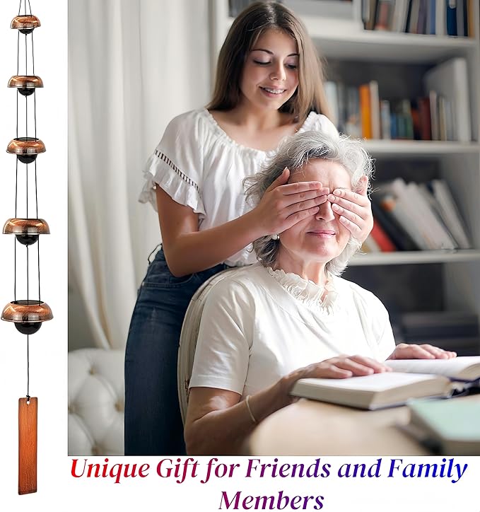 36.8” Handcrafted Copper Wind Chimes – Deep Tone Bells for Garden, Patio, Porch & Zen Décor – Unique Feng Shui, Meditation & Relaxation Gifts for Mom, Dad, Memorial Gardens