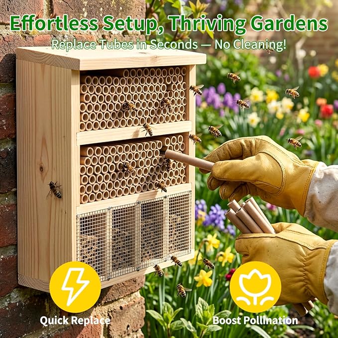 Mason Bee Tubes 100 Pack - 6" Length x 5/16" Diameter Kraft Paper Nesting Tubes, Refill Inserts for Mason Bee House, Bee Keeper Starter Kit