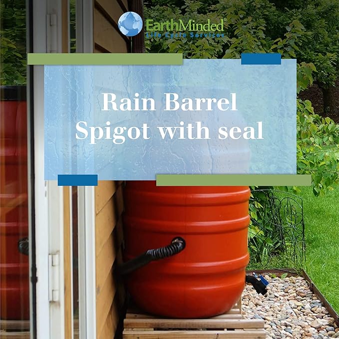 Rain Barrel Spigot: Fits Standard Garden Hose - Installs From Outside of Drum or Barrel - Turn Any Barrel or Trashcan Into a Rain Barrel - INSTRUCTIONS INCLUDED