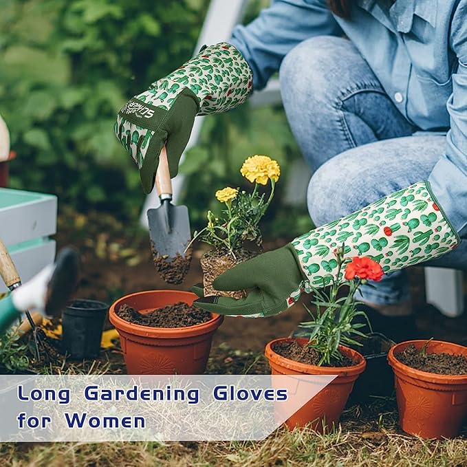 Schwer Gardening Gloves for Women, Rose Pruning Gloves with Forearm Protection, Touchscreen, Fingertip & Palm Strengthening, Breathable & Comfortable Long Garden Glove for Yard, Gardening Gifts, XL