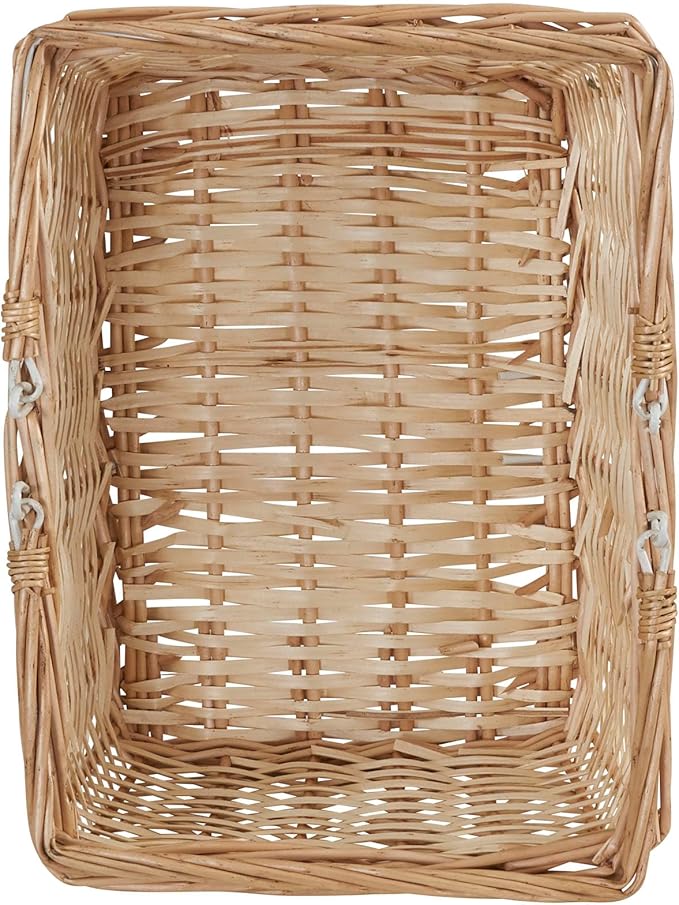 Household Essentials Woven Market Basket, Handwoven Willow Weave, Stylish Handles with Durable Metal Anchors, Classic and Versatile, Attractive, Spacious, Lightweight, Natural