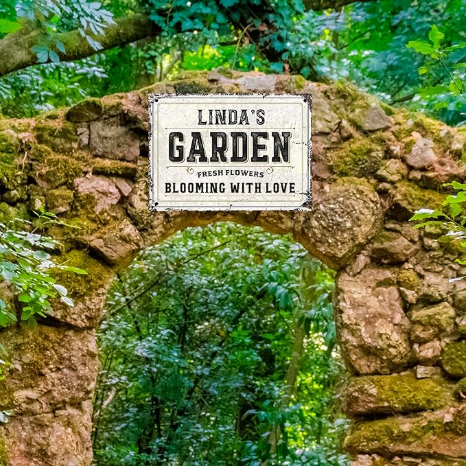 Custom Garden Sign, Personalized Rustic Name for Backyard Décor Sign, 10x14 Inches, Rust Free .040 Aluminum, Fade Resistant, Made in USA by Sigo Signs