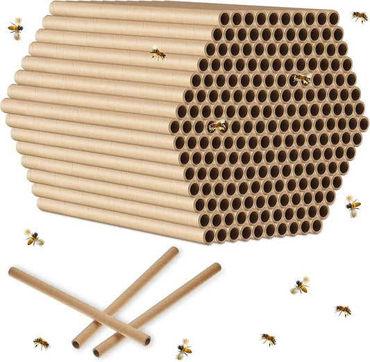 Gueevin 1000 Pcs Mason Beehive Tubes 6 Inch Long x 5/16" Diameter Cardboard Beehive Nesting Tubes Nesting Paper Inserts for Outdoor Beekeeper's Garden House Hotel Condo Nest
