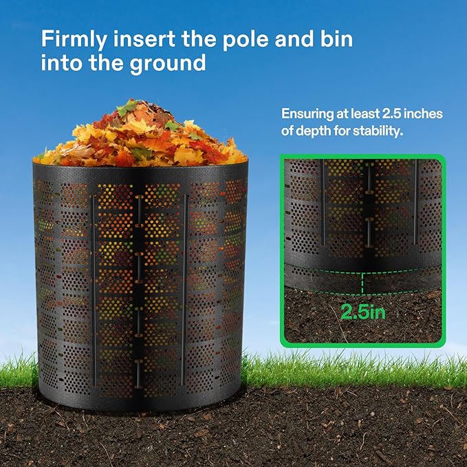 VIVOSUN 300 Gallon Outdoor Compost Bin, Expandable Composter, Easy to Setup & Large Capacity for Backyard, Lawn (Black with Gloves)