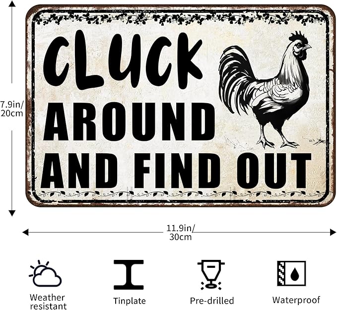 Funny Chicken Signs Chicken Coop Accessories Rooster Decorations Chicken Gifts Stuff For Farmhouse Garden Decor 8 x 12 Inch