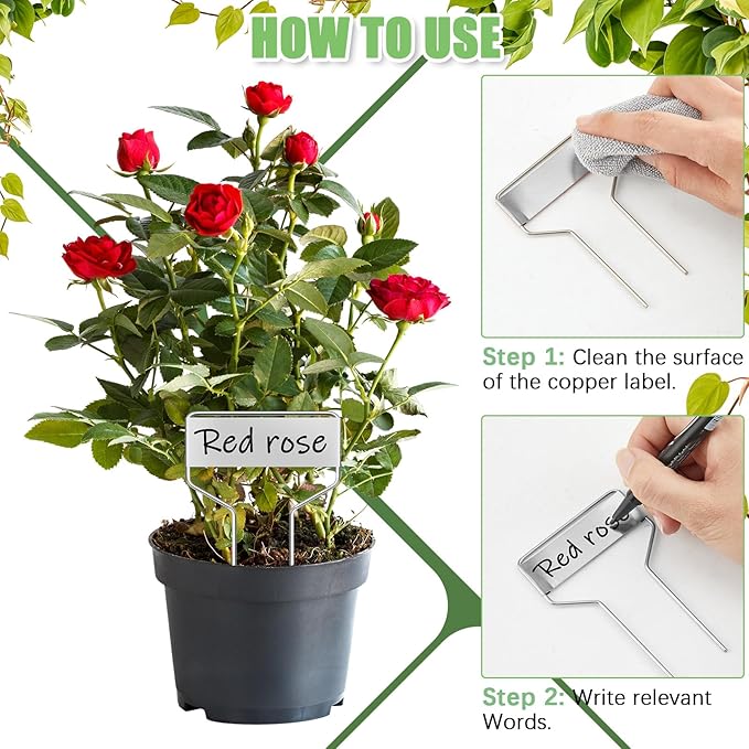 Moxweyeni 60 Pcs Metal Garden Tags Plant Labels for Garden Waterproof Plant Markers with 2 Permanent Pen Planting Nursery Tags Reusable Labels Stake for Plants (Aluminum,4 Inch)