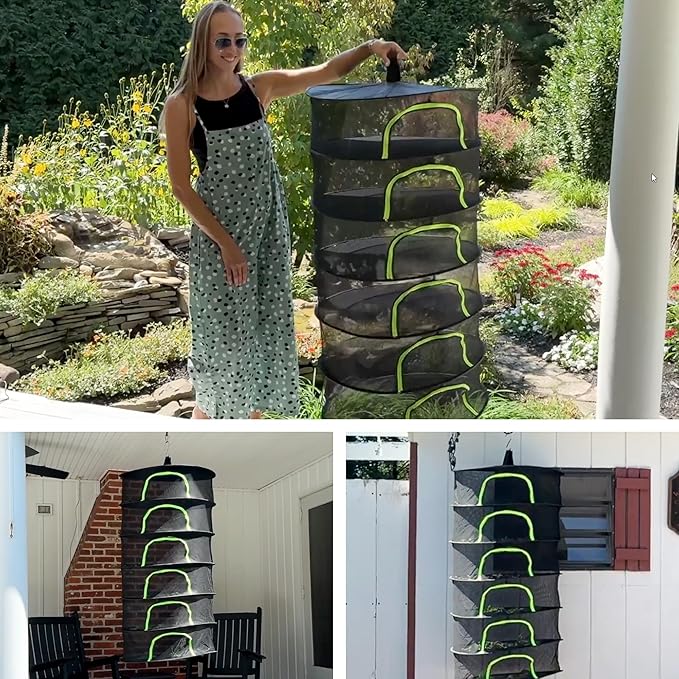Herb Drying Rack Hanging Mesh 2 Layer 18" for Drying Herbs, Plants, Seeds, Buds, Flowers | Indoor, Outdoor, Hydroponics & Grow Tents Herb Dryer Hanging Rack