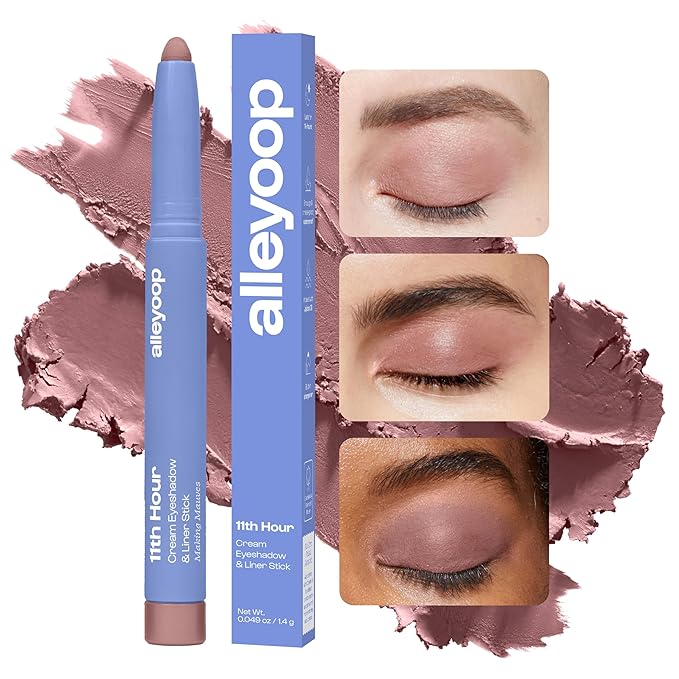 ALLEYOOP 11th Hour Waterproof Cream Eyeshadow Stick – Long-Lasting Eye Shadow Pencil & Eyeliner, Cream to Powder Stick & Highlighter – Smudge-Proof Eyeshadow Matte, Making Mauve Matte