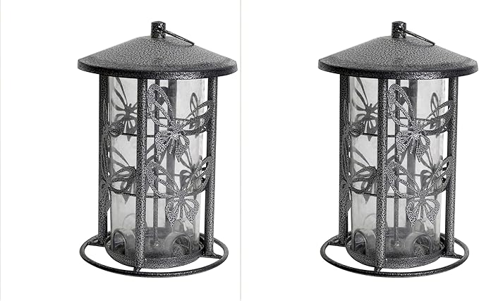 Heath Outdoor Products 21239 Wild Bird Feeder, 3-Pound Butterfly Seed Capacity Decorative Metal Wi (Pack of 2)