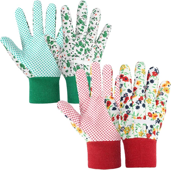 Ainiv Floral Gardening Gloves for Women/Ladies, Non-Slip Garden Work Gloves,Breathable Yard Work Glove Light Working Gloves