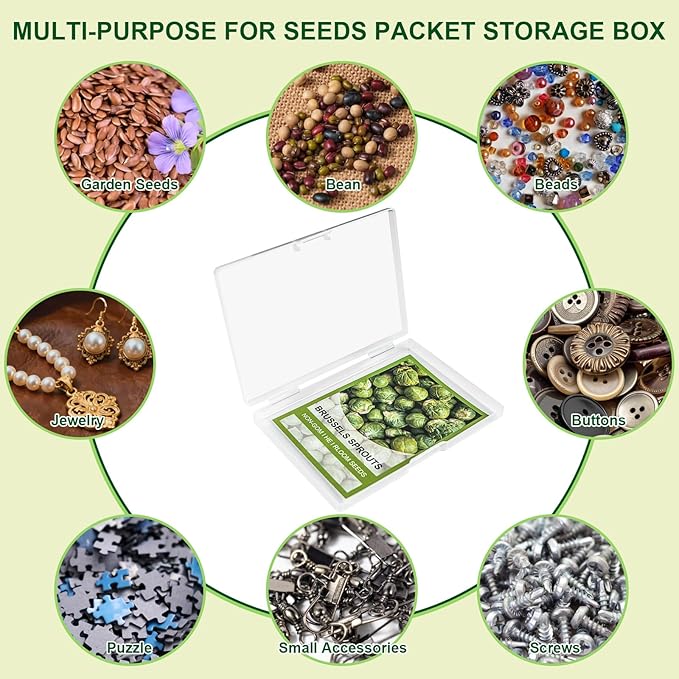 26 Slots Seed Storage Organizer Box with 10 Seed Envelopes, Oxford Cloth Seeds Storage Container with Insulated Bag, Garden Seed Packet Organizer with Label Stickers for Vegetable Flower Plants