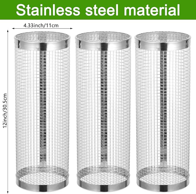 3PCS Inground Worm Composting Bin Reduce Food Waste and Increase Soil Fertility Stainless Steel Worm Farm Composter with Holes and Lid