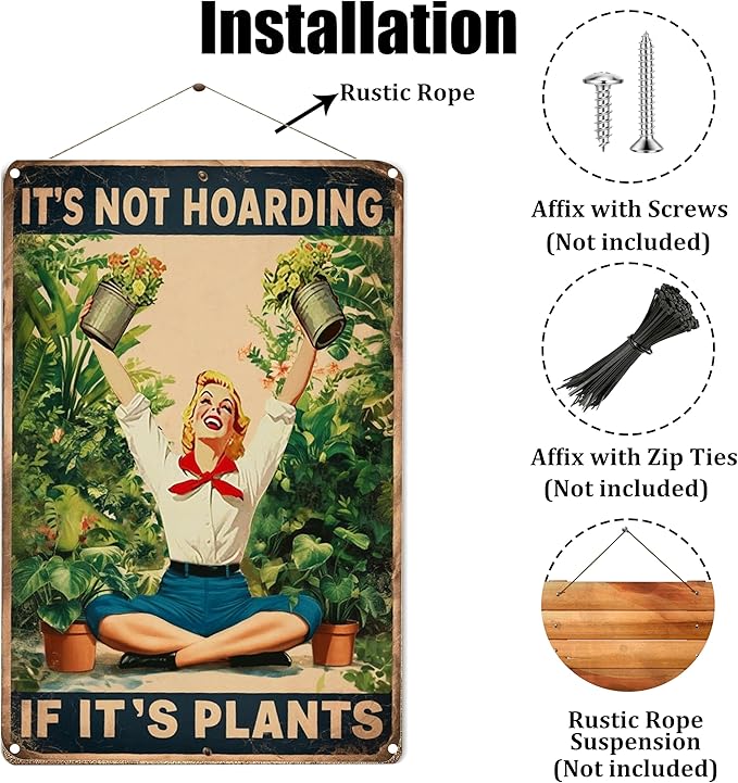 It's Not Hoarding lf lt's Plants Garden Signs-Funny Garden Signs for Outside,Gardening Metal Signs Perfect Gifts for Plant Lover Mothers Grandmas and Housewarming 8x12in