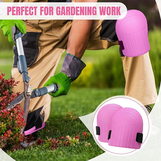 Gardening Knee Pads for Women and Men Lightweight Waterproof Foam Knee Pads for Gardening and Housework with Adjustable Hook'n'Loop Straps(Pink)