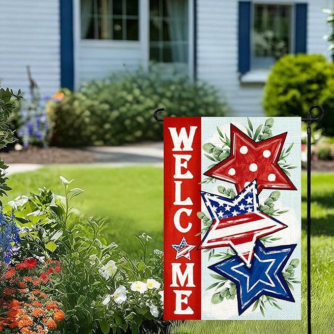 4th of July Garden Flag 12x18 Inch, Double Sided Flag for Yard Outdoor Decoration