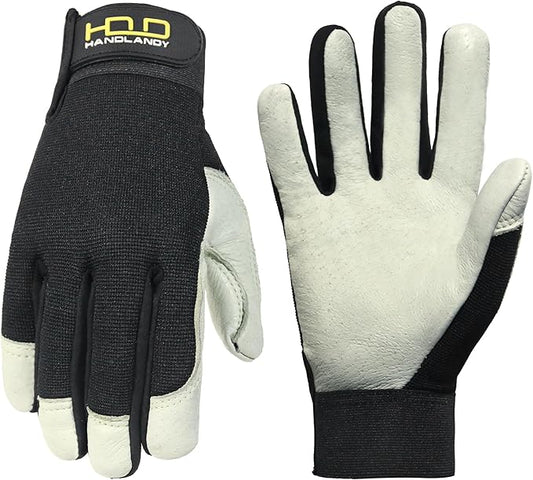 HANDLANDY Work Gloves for Men & Women, Utility Mechanic Working Gloves Touch Screen, Flexible Gardening Gloves for Yard