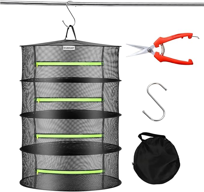 Herb Drying Rack - Breathable Mesh, Hanging with Zipper for Plants, Seeds, and Buds