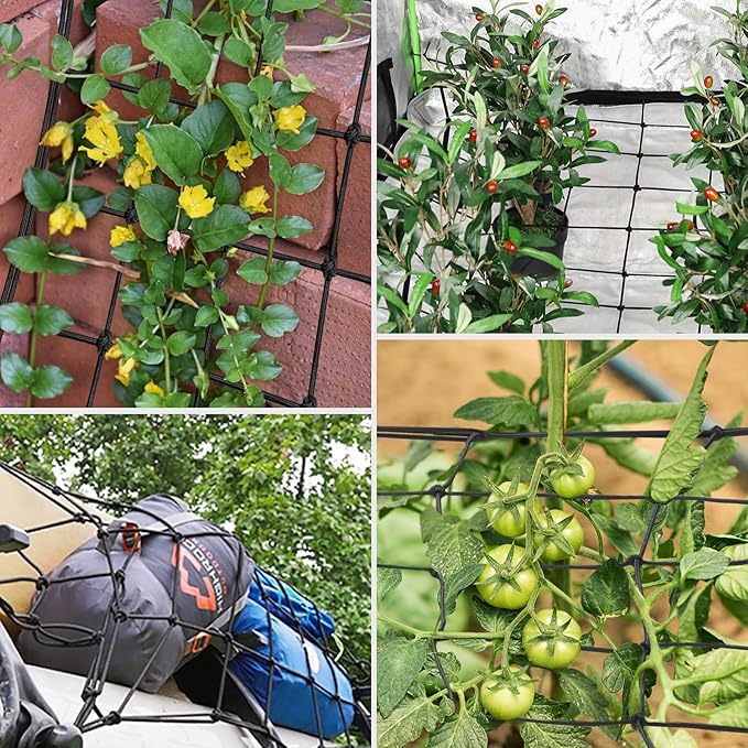 VIVOSUN 4 x 4Ft. Elastic Trellis Netting with 4 Hooks for Climbing Plants, Vegetables, Fruits, and Flowers, 1-Pack