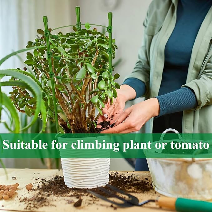 Legigo 4 Pack 18 Inch Plant Support Cages Tomato Cage for Garden- Small Plant Cages Adjustable Rings, Tomato Plant Support Stakes Trellis for Pots, Peppers, Cucumbers and Flowers with 10 Plant Clips