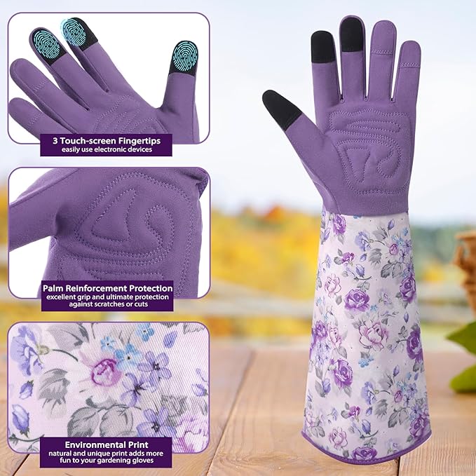 Trifabricy Gardening Gloves for Women - Long Garden Gloves with Grip Breathable, Thorn-Proof Puncture-Resistant Work Gloves