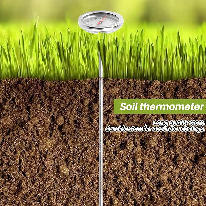 Compost Soil Thermometer 20 Inch 50 Cm Length Premium Food Grade Stainless Steel Measuring Probe Detector