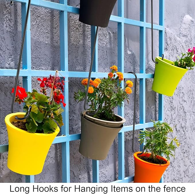10 Pack Extra Large S Hooks, 16 Inch Heavy Duty Long for Hanging Plants Baskets Bird Feeder on Tree Branch, Utility for Garden Pergola Pots Plants Closet Patio, Indoor Outdoor