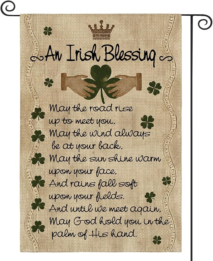 AVOIN colorlife St Patricks Day Garden Flag 12x18 Inch Double Sided Outside, An Irish Blessing Quote Welcome Yard Outdoor Flag