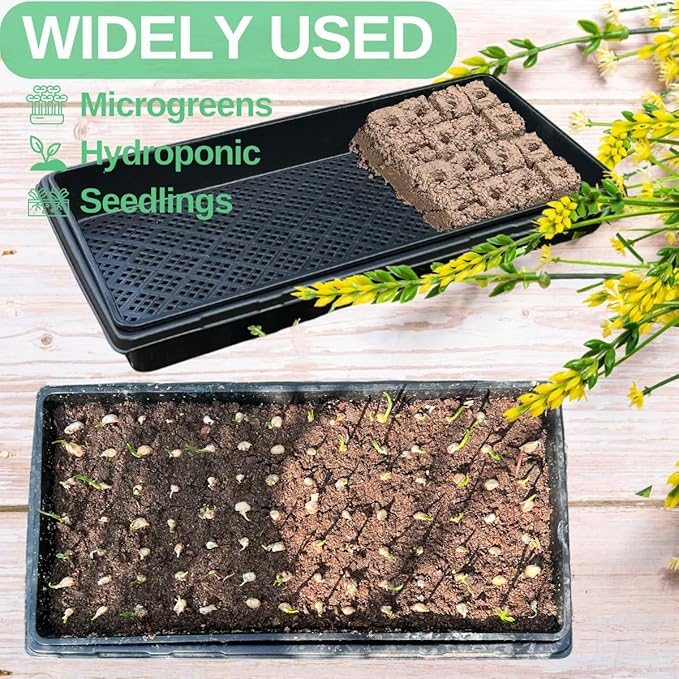 1020 Trays Set - 5 Pack (10 Pcs) Durable 1020 Mesh Tray and No-Hole Tray, Ideal Soil Blocking Trays for Seedlings, Microgreens, and Hydroponics, Heavy-Duty