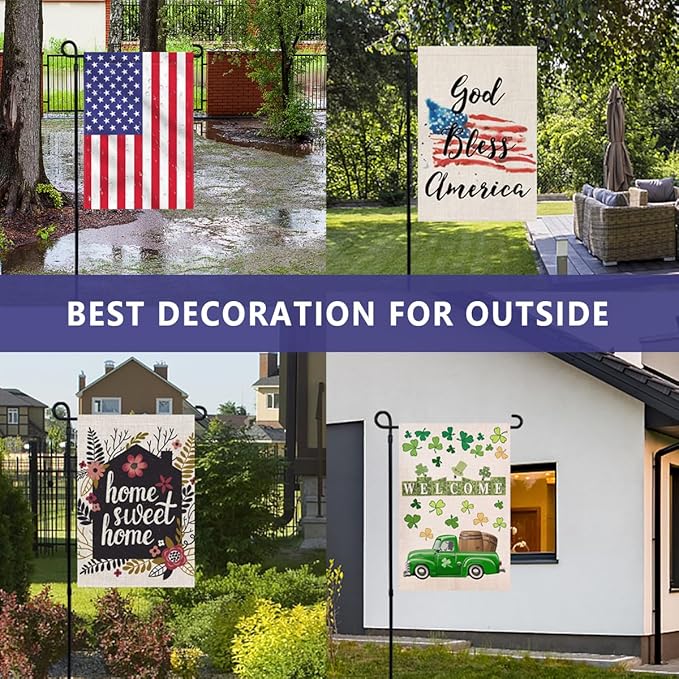 YEAHOME 2PC Premium Garden Flag Stand Holder, Weather-Proof Metal Powder-Coated Flagpole for American, Christmas, Winter, Birthday Flags