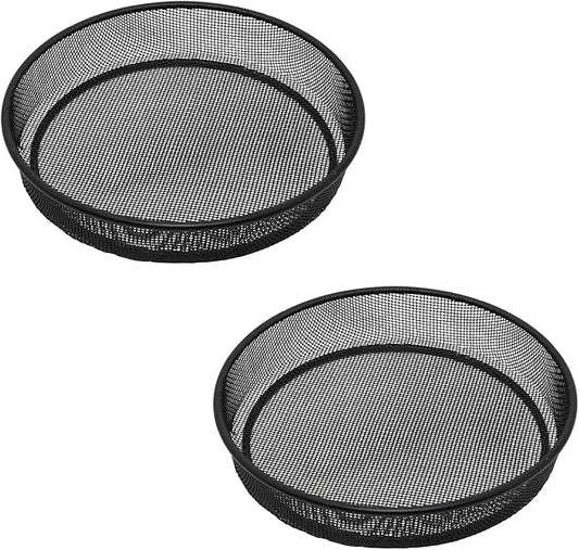 2 Pcs Ground Bird Feeder, Metal Mesh Round Birds Seed Feeder Tray Mesh Tray Outdoor Accessory