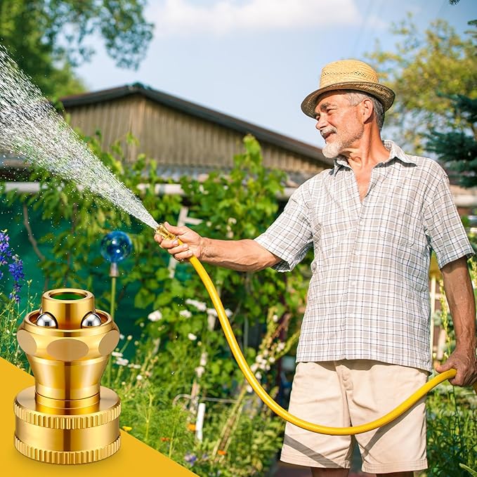 Hotop Big Shot Nozzle Power Brass Hose Nozzle Adjustable Twist Sprayer for Garden (6, 3/4inch)