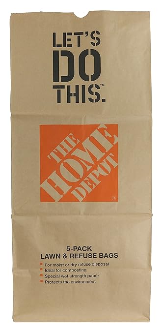 THE HOME DEPOT Heavy Duty Brown Paper 30 Gallon Lawn and Refuse Bags for Home and Garden (15 Lawn Bags)