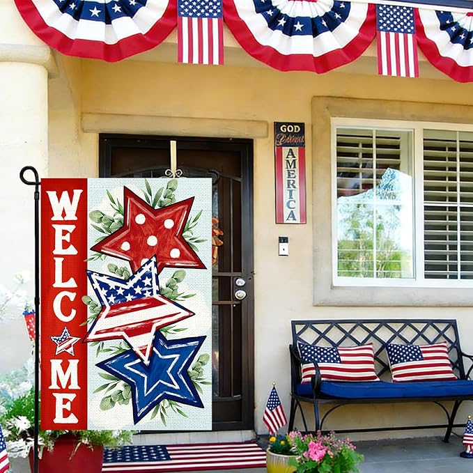 4th of July Garden Flag 12x18 Inch, Double Sided Flag for Yard Outdoor Decoration
