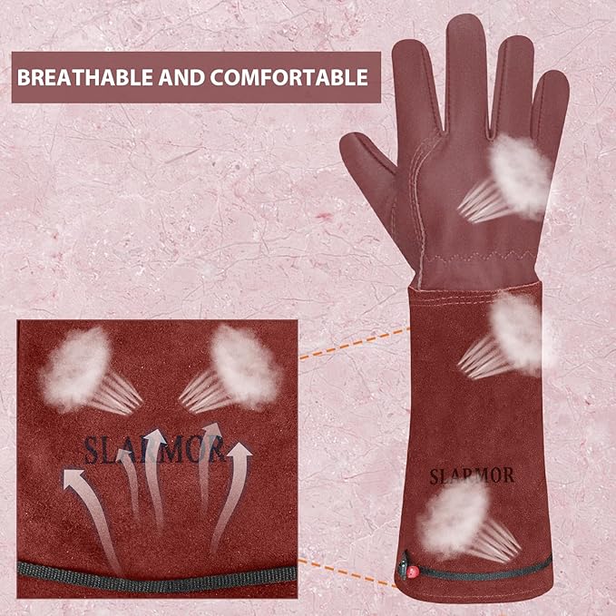 Long Gardening-Gloves Women/Men-Thorn proof Rose Pruning Heavy Duty Gauntlet, Best Garden Gifts for Gardener-M
