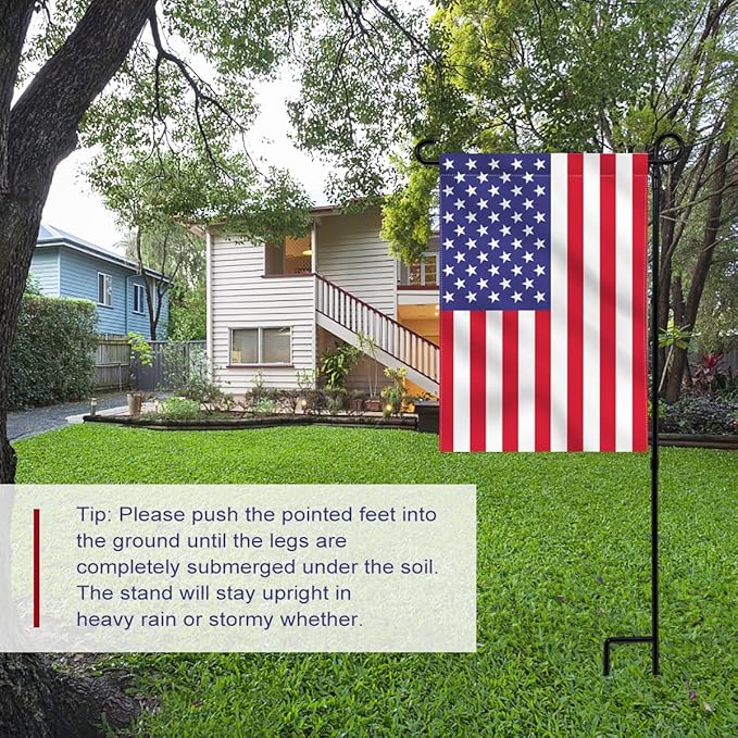 YEAHOME 2PC Premium Garden Flag Stand Holder, Weather-Proof Metal Powder-Coated Flagpole for American, Christmas, Winter, Birthday Flags