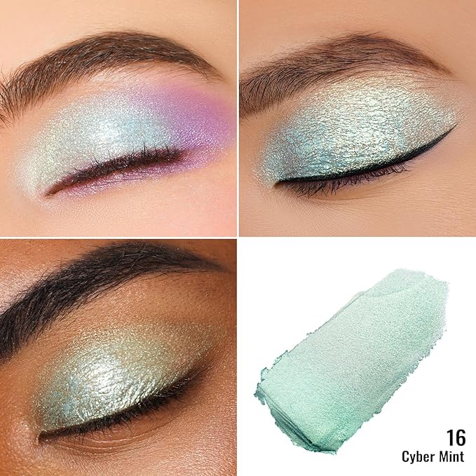 Oulac Cream Eyeshadow also for Highlighter Large Capacity Highly Pigmented Eye Shadow Waterproof &Long Lasting with Moisturizing Formula, Shimmer Glitter Eye Makeup. 6g.16+02