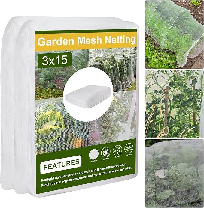 10 x 50FT Garden Netting, Cookmaster Plant Covers Durable Ultra Fine Mesh Protection, Garden Plant Row Cover, Raised Bed Barrier Screen Protection Net Cover for Plant Vegetable Fruit Flower
